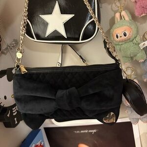 Juicy couture bow shoulder bag with coin pouch